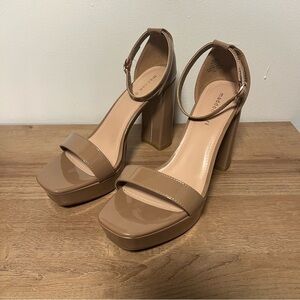 Madden Girl Brown Platform Block Heels with Ankle Strap